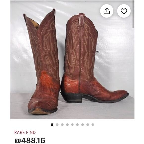 Vintage Panhandle Slim Leather Western Lizard Cowboy Boots Sz 6.5 - Picture 10 of 10